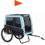 PawHut Remorcă pliabilă pentru bicicletă cu reflectoare de siguranță, lesă, pentru câini de talie medie până la 20 kg 143 x 70 x 90 cm Albastru deschis | Aosom Romania (D00-236V00LB)