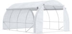 Outsunny Seră cu Tunel cu Ușă, Panouri și 8 Ferestre Rulabile, în Oțel Zincat și PE, 3.97x3x2 m, Alb | Aosom Romania (845-612V01WT)