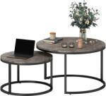 HOMCOM Set de 2 mese laterale înglobabile design industrial cu blaturi imitație de ciment și picioare metalice gri | Aosom Romania (833-873V80GY)