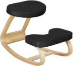 HOMCOM Scaun genunchi ergonomic, din Țesătură cu Aspect de In și Lemn, 50x73x55 cm, Negru | Aosom Romania (921-791V00BK)