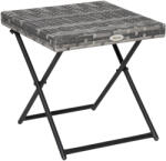 Outsunny Măsuță Pliabilă pentru Grădină din Ratan Sintetic și Oțel Spațiu-Eficient 40x40x40cm Gri | Aosom Romania (867-034GY) Masa de cafea