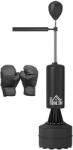 HOMCOM Sac de box pe suport punching ball brunier 3 în 1 cu minge de viteză și braț flexibil rotativ înălțime reglabilă | Aosom Romania (A91-100BK) Sac de box
