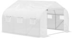 Outsunny Sera pentru grădină cu acoperiș din PE cu țevi din fier, alb, 3, 5x3x2m | Aosom Romania (845-068)
