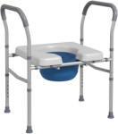 HOMCOM Scaun cu Vas de Toaletă pentru Vârstnici, Scaun de Toaletă Multifuncțional 4-În-1 cu Înălțime Reglabilă, 64x53x70-82 cm, Gri | Aosom Romania (713-147V00GY)