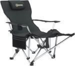 Outsunny Scaun de Camping Pliabil și Rabatabil cu Suport pentru Picioare Detașabil și Tetieră, 82x50/100x88 cm, Negru | Aosom Romania (A20-522V00BK)