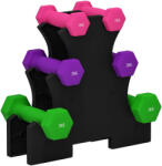 SPORTNOW Set de Gantere cu Suport, 6 Gantere în Total 2x1 kg, 2x2 kg, 2x3 kg, Multicolor | Aosom Romania (A91-317V00MX)