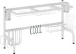 HOMCOM Scurgător din oțel cu 2 niveluri pentru chiuvetă, cu suport pentru tocător și tacâmuri, 100x30x54, 5cm, alb | Aosom Romania (801-288V00WT) Uscator vase