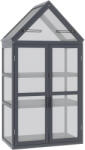 Outsunny Seră mini Outsunny cu 3 nivele, sere pentru plante cu acoperiș rabatabil, uși duble din lemn, policarbonat rezistent la intemperii, natural, 70, 5 x 42 x 132 cm | Aosom Romania (845-502)