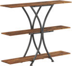 HOMCOM Masă Consolă Masă pentru Canapea cu 2 Polițe Deschise și Cadru Metalic în X Stil Industrial Maro Rustic | Aosom Romania (837-669V00RB)