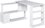 HomCom Masă Birou Colt cu 5 Rafturi Spațioase, Design Contemporan, Alb, 120x100x74 cm | Aosom Romania (836-074WT)