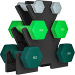 SPORTNOW Set de greutăți hexagonale, greutate totală de 18 kg, cu suport inclus, din oțel, metal și plastic, multicolor | Aosom Romania (A91-362V00MX)