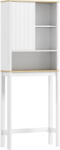 HomCom Mobilier de depozitare deasupra toaletei cu ușă canelată, compartimente, poliță reglabilă, 65x25x170cm, alb | Aosom Romania (834-794V80WT)