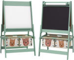 AIYAPLAY Tablă pentru copii 3 în 1 AIYAPLAY cu 2 containere, șevalet de artă din lemn pentru copii 3-8 ani, 54x46, 5x93cm, de culoare verde | Aosom Romania (3B0-011V80GN)