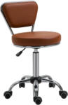 HOMCOM Scaun de masaj Vintage - scaun de lucru rotativ 360° - înălțime șezut reglabil 49-64 cm - acoperire sintetică maro metal cromat | Aosom Romania (503-013)