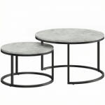 HomCom Set 2 măsuțe de cafea moderne, suprapuse, rotunde, gri marmorat | Aosom Romania (833-873V82GG) Masa de cafea