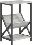 HOMCOM Masă laterală îngustă, măsuță de lângă canapea cu depozitare pe 3 nivele, suport pentru reviste în V, cadru din oțel, 40x30x61cm, gri închis | Aosom Romania (83B-538V00CG)