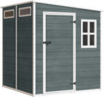 Outsunny Șopron pentru unelte 2, 89 m2, aspect lemn, 3 ferestre, ventilație, podea, încuietoare, mănuși, 182 x 182 x 196 cm | Aosom Romania (84H-501V00GY)