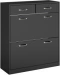 HomCom Dulap pentru Pantofi Modern cu 2 Rafturi Regabile și 2 Sertare din Lemn Negru | Aosom Romania (837-327V80BK) Pantofar