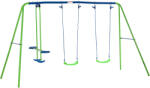 Outsunny Set Leagăn de Grădină cu Leagăn Dublu și 2 Leagăne Simple, 280x140x178 cm, Verde | Aosom Romania (344-035) Leagan