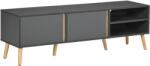 HomCom Mobilier TV pentru televizoare de până la 139, 7 cm scandinav 2 uși 2 nișe cu treceri pentru cabluri 150 x 35 x 45 cm gri închis | Aosom Romania (839-676V00CG)