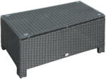 Outsunny Mobilier pentru Terasă, Măsuță de Cafea din Răchită, Rezistentă la Apă, cu Blat din Sticlă Securizată, 86x50x39cm, Negru | Aosom Romania (01-0722) Masa de cafea
