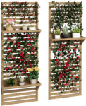 Outsunny Lot de 2 suporturi pentru plante interioare, port plante interioare cu rafturi și plasă 60 x 18 x 170 cm, lemn natural | Aosom Romania (845-996V00ND)