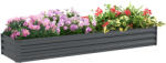 Outsunny Pat de flori rectangular, pat de grădină înălțat din oțel galvanizat, fund deschis, 240 x 60 x 30 cm, gri închis | Aosom Romania (84H-110V00CG)