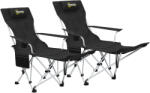 Outsunny Set de 2 Scaune de Camping Pliabile cu Suport pentru Picioare Detașabil, 82x100x88 cm, Negru | Aosom Romania (A20-513V00BK)