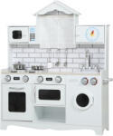 AIYAPLAY Bucătărie de Jucărie pentru Copii 3-6 Ani din Lemn cu Set de Accesorii, Chiuvetă și Butoane cu Sunete, Alb | Aosom Romania (350-195V80WT) Bucatarie copii