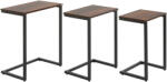 HOMCOM Masă laterală, Masă de cafea, Set de 3, Design industrial, Cadru din oțel, maro+negru, 45 x 30 x 60 cm | Aosom Romania (839-608V00BN)
