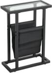 HomCom Masă auxiliară îngustă, colț de canapea din metal cu suport pentru reviste și blat din sticlă temperată, 40 x 18 x 55, 5 cm, negru | Aosom Romania (838-490V00BK) Masa de cafea