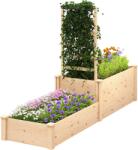 Outsunny Pat Înălțat pentru Grădină cu Grilaj, Bază Deschisă și 2 Despărțitoare, 222x63x132 cm, Lemn Natural | Aosom Romania (84H-290V00ND)