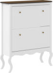 HomCom Șifonier Îngust cu 2 Sertare Abatibile Rafturi Reglabile pentru 16 Perechi de Pantofi 84x29x109 cm Alb | Aosom Romania (837-525V00WT)