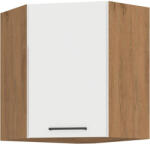  Felső Sarokszekrény, Fehér Extra Magas Fényű HG/lancelot Tölgy, Vega 58x58 GN-72 1F