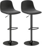  HOMCOM bárszék szett 2 db-os, műbőr kárpitozással ellátott bárszékek, forgó, háttámlával és lábtartóval, fekete