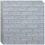 HOZRO 100 x HOZRO öntapadós 3D tapéta szett, téglautánzat modell, 53, 90 négyzetméter alapterületű, modern dizájn, nagyon könnyen felszerelhető, Ezüst (TAPET2-100BUC)