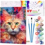 EdiBazzar 40x50 cm Vászonkép Keretre Festés Számok szerint Szett (Malowanie Po Numerach 40x50 kolorowy kot)