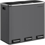 Brius Cos de gunoi colectare selectiva cu 3 compartimente 3 x 18L, capace soft close, pedale, otel, 61x32x56 cm, gri mat (EZ-LTB054G01) Cos de gunoi