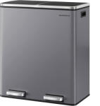 Brius Cos de gunoi dublu colectare selectiva, 2x30L, cu pedale si capac soft close, galeata interioara, otel, 62x59x36 cm, gri (EZ-LTB060G01) Cos de gunoi