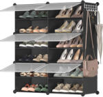 Brius Dulap pantofi modular cu 6 compartimente, panouri plastic si cadru metalic, 83x32x94 cm, pana la 24 perechi, negru (EZ-LPC033B01)