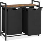 Brius Cos de rufe, 2 compartimente, saci de rufe detasabili, raft, cadru metalic, 2x46L, 73x33x72 cm, maro rustic si negru (EZ-BLH201B01)