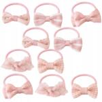 EdiBazzar Gumi Frottír Rózsaszín Lány Hajdísz 10db Masni Ajándék (Ozdoby Do Włosów Różowe Dla Dziewczynek Gumki)