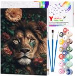 EdiBazzar 40x50 cm-es Festmény Számok szerint a kereten Festmény kerettel (Malowanie Po Numerach 40x50 Lew w kwiatach)