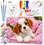 EdiBazzar Vászonkép Festmény Kerettel Számok Festése 40x50 cm Kereten Szett (Malowanie Po Numerach 40x50 szczeniak kwiaty)