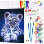 EdiBazzar Vászonkép Festhető 40x50 cm Kerettel Festés Számok szerint Kereten Ajándék (Malowanie Po Numerach 40x50 biały tygrys)