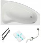 Cersanit Aszimmetrikus kád Cersanit Sicilia 160x100 Jobb láb szifon törölköző (S301-037)