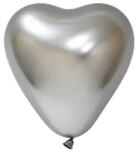 Balonevi lufi 12" 30cm 50db/csomag, Króm Ezüst szív (LUFI615203)