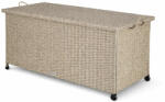 CASARIA Kerti tároló láda, kerekekkel, polyrattan, krém, 117x53x60 cm (DE106707)