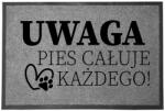 TabPrint Lábtörlő Bejárati Szürke Otthoni Dekoratív Ajándék Kutya Csók 60X40cm (WYCIERACZKA PIES CAŁUJE SZARA)