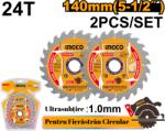 INGCO Set 2 Lame, Discuri cu Vidia Ultrasubtiri 140 mm, pentru Fierastrau Circular, prindere 20mm si 16mm (TSB1403)
